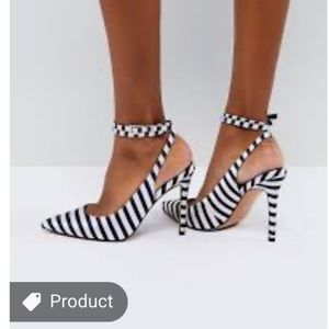 ASOS “pickle” pointed pumps striped size 7